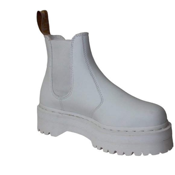 Dr. Martens VEGAN quad mono White Chelsea Boots Women's 8 MEW! - Picture 7 of 10